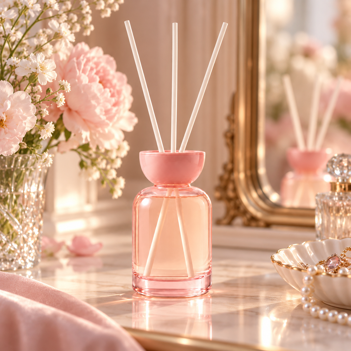 🍑 Reed Diffuser | Glass Bedroom | Her | Peach Glow