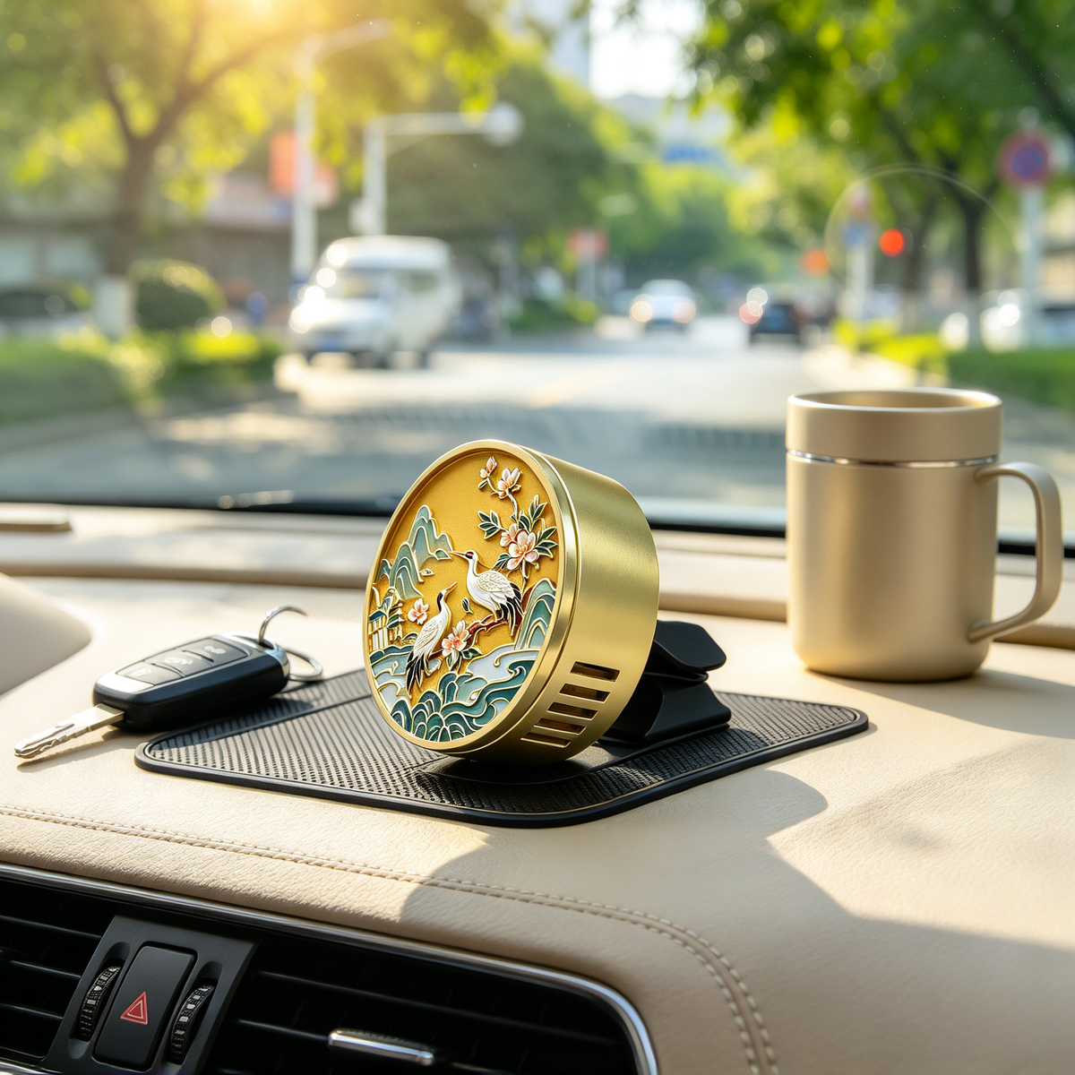 🚘 Car Air Freshener | Vintage Metal Design | Elegant Oriental Charm