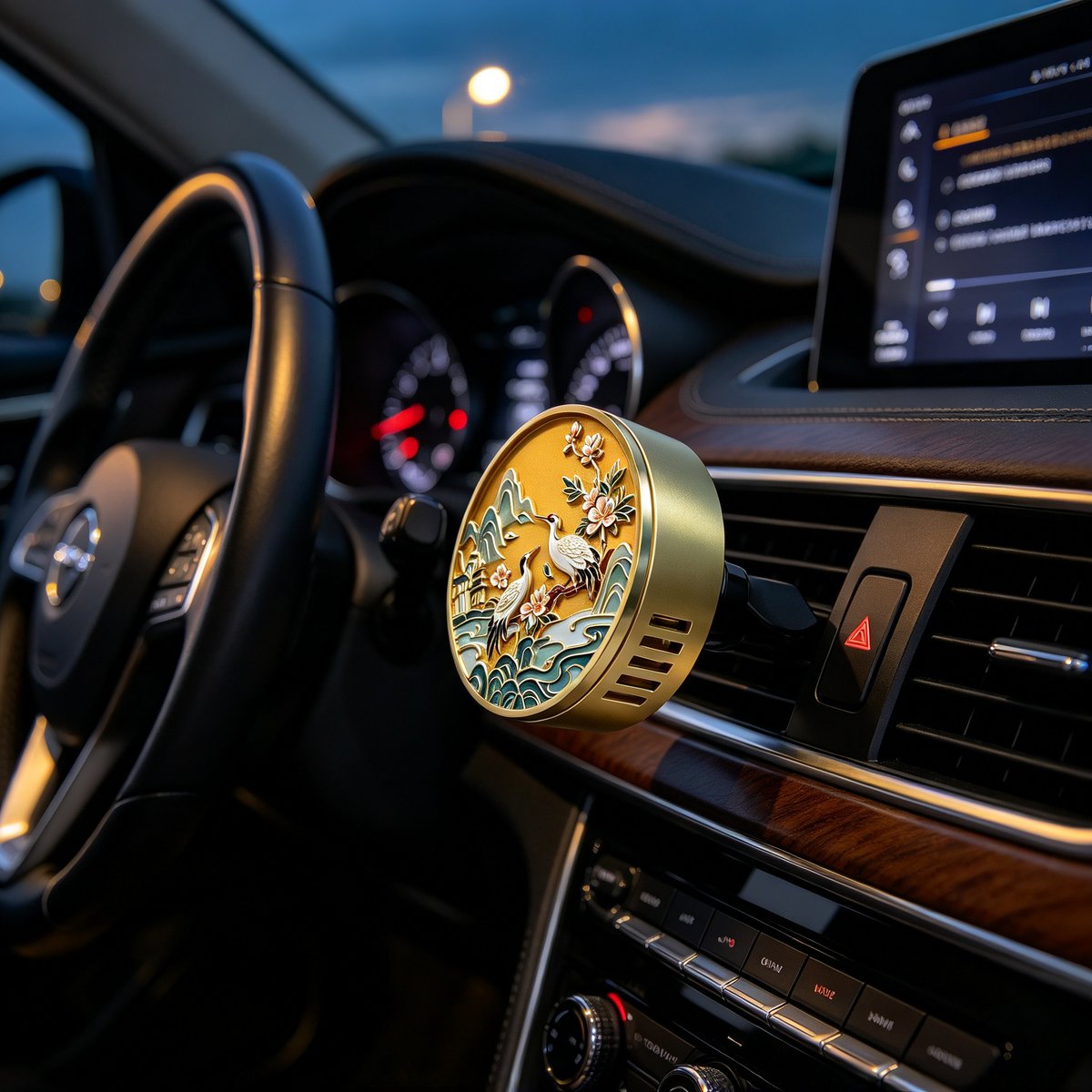 🚘 Car Air Freshener | Vintage Metal Design | Elegant Oriental Charm