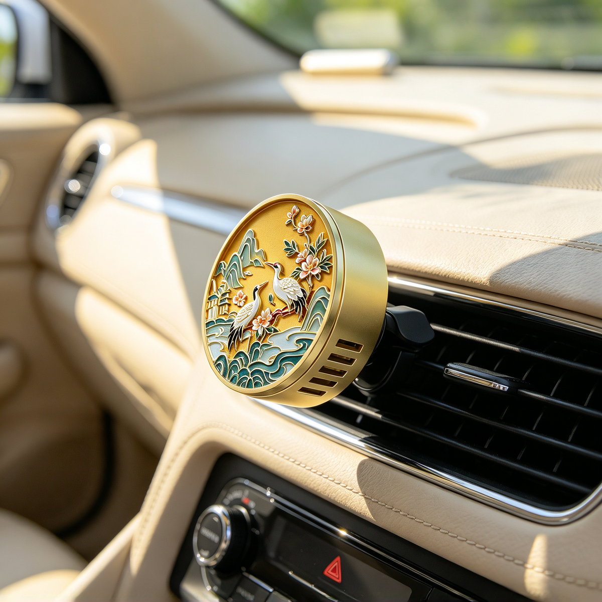 🚘 Car Air Freshener | Vintage Metal Design | Elegant Oriental Charm